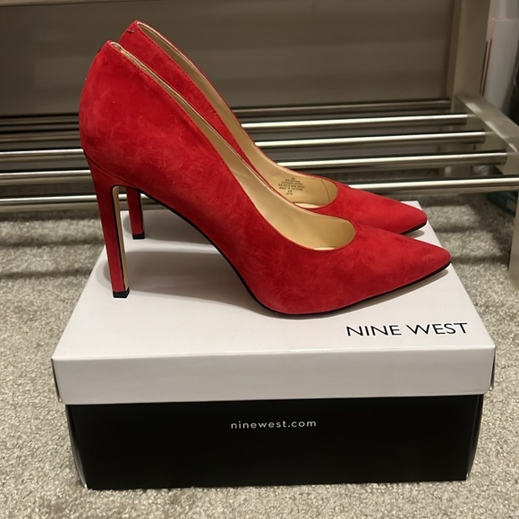 Red Heels - Suede - NINE WEST - Never Worn - Picture 2 of 7